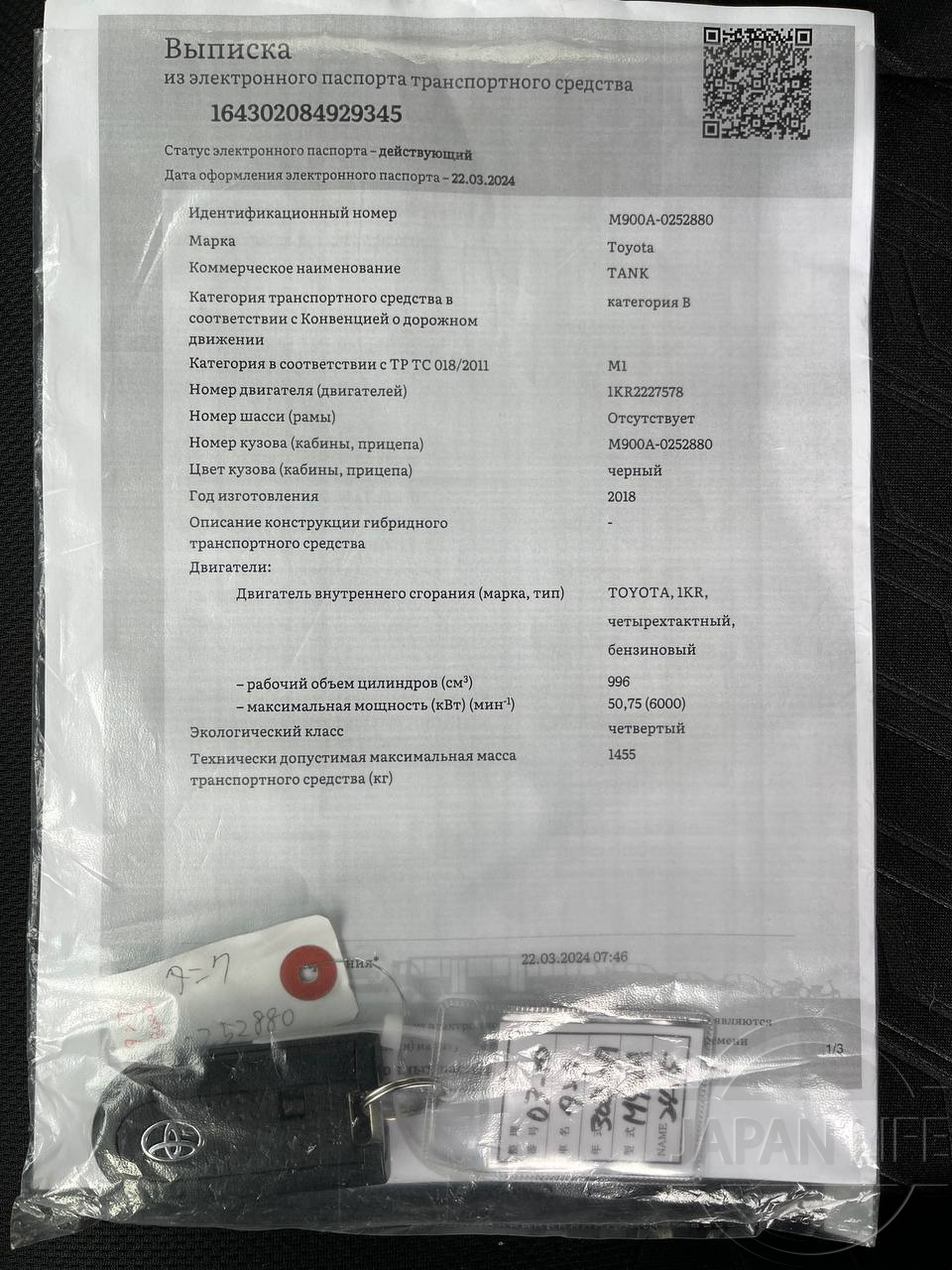 Фото Toyota Tank - Japan Life 